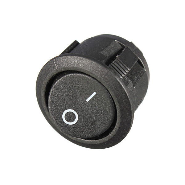 Mini Round Black 2 Pin SPST ON-OFF Rocker Switch Button